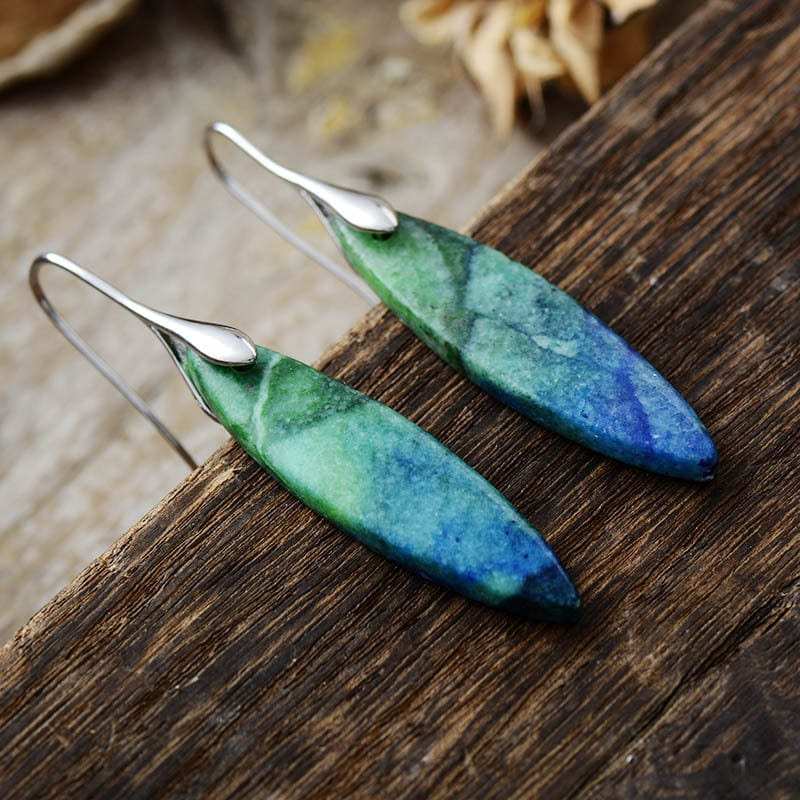 Copper Natural Stone Geometric Shape Earrings - Trendsi - Flyclothing LLC