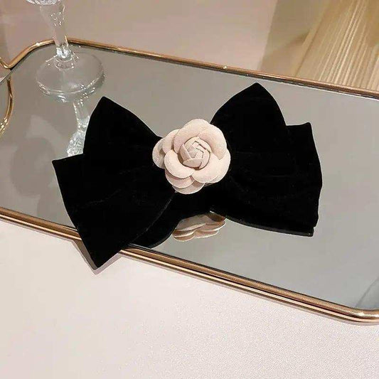 Rose Trim Bow Hair Clip - Trendsi - Flyclothing LLC