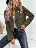Suede Moto Jacket with Zip Detail - Trendsi - Flyclothing LLC