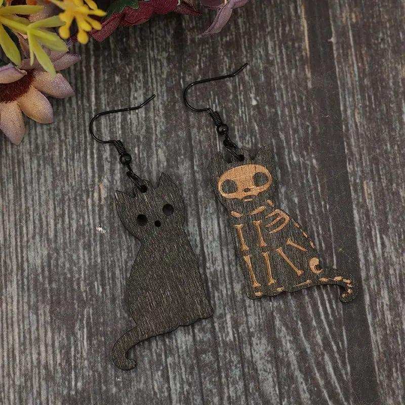 Alloy Hook Wooden Cat Earrings - Trendsi - Flyclothing LLC
