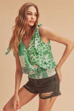 Aemi + Co Smocked Hem Printed Surplice Tank - Trendsi - Flyclothing LLC