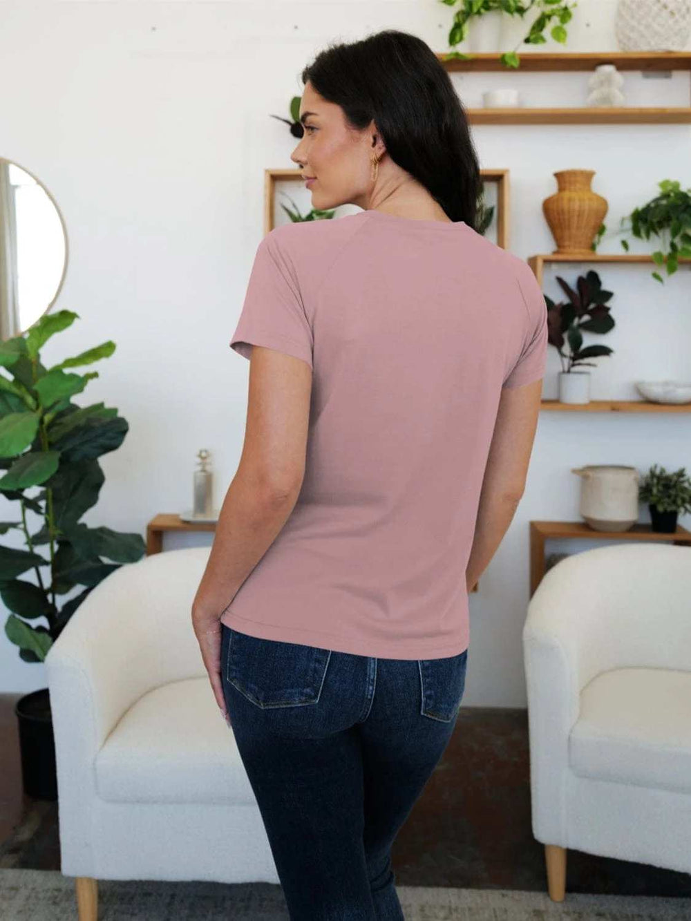 Round Neck Short Sleeve T-Shirt - Trendsi - Flyclothing LLC