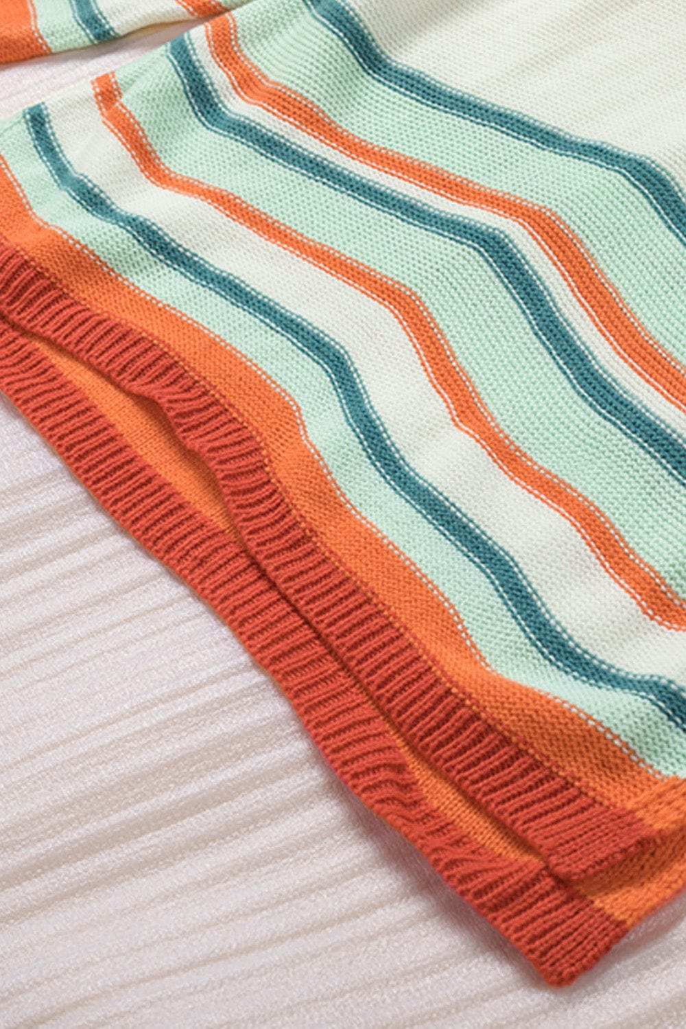 Contrast Striped Turtleneck Dropped Shoulder Sweater - Trendsi - Flyclothing LLC