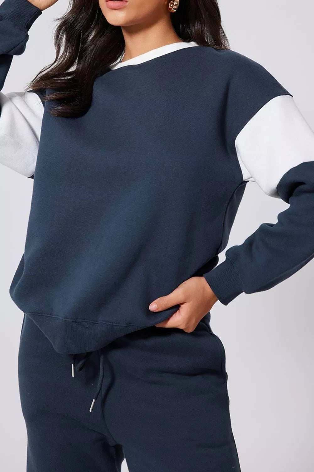 Drop Shoulder Loose Sweatshirt and Joggers Active Set - Trendsi - Flyclothing LLC