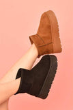 WILD DIVA Suede Round Toe Platform Booties - Trendsi - Flyclothing LLC