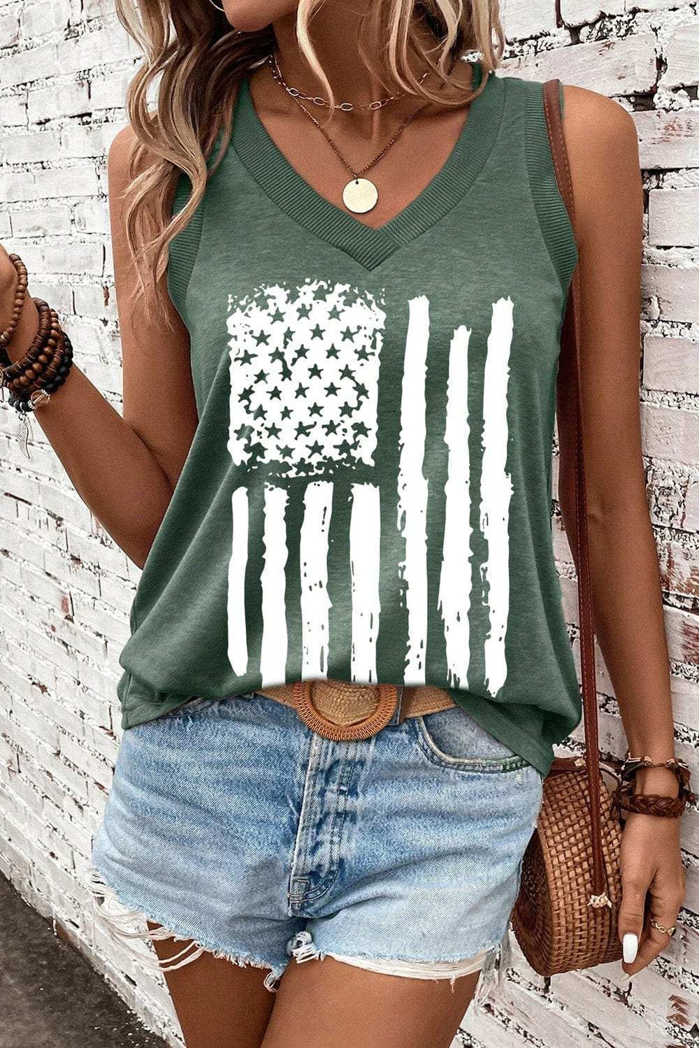 US Flag V-Neck Tank - Trendsi - Flyclothing LLC