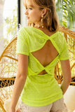 BiBi Burn Out Knit Top with Back Double Twist Detail - Trendsi - Flyclothing LLC