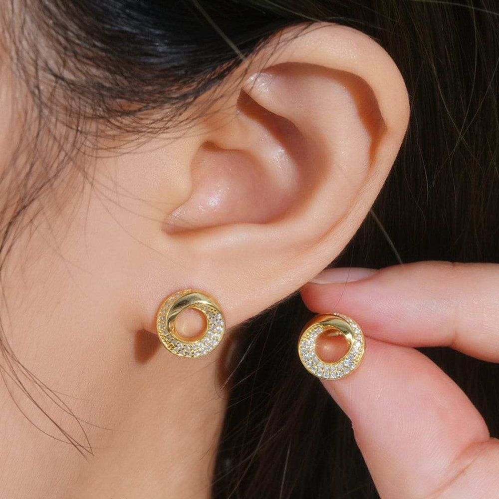 925 Sterling Silver Inlaid Moissanite Stud Earrings - Trendsi - Flyclothing LLC