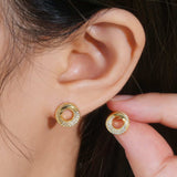 925 Sterling Silver Inlaid Moissanite Stud Earrings - Trendsi - Flyclothing LLC