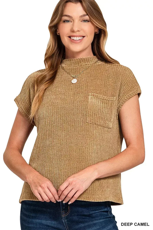 Zenana Chenille Waffle Short Sleeve Sweater - Trendsi - Flyclothing LLC