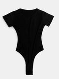 Full Size Round Neck Short Sleeve Bodysuit - Trendsi - Flyclothing LLC
