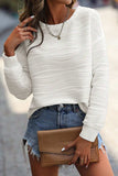 Texture Round Neck Long Sleeve Sweatshirt - Trendsi - Flyclothing LLC