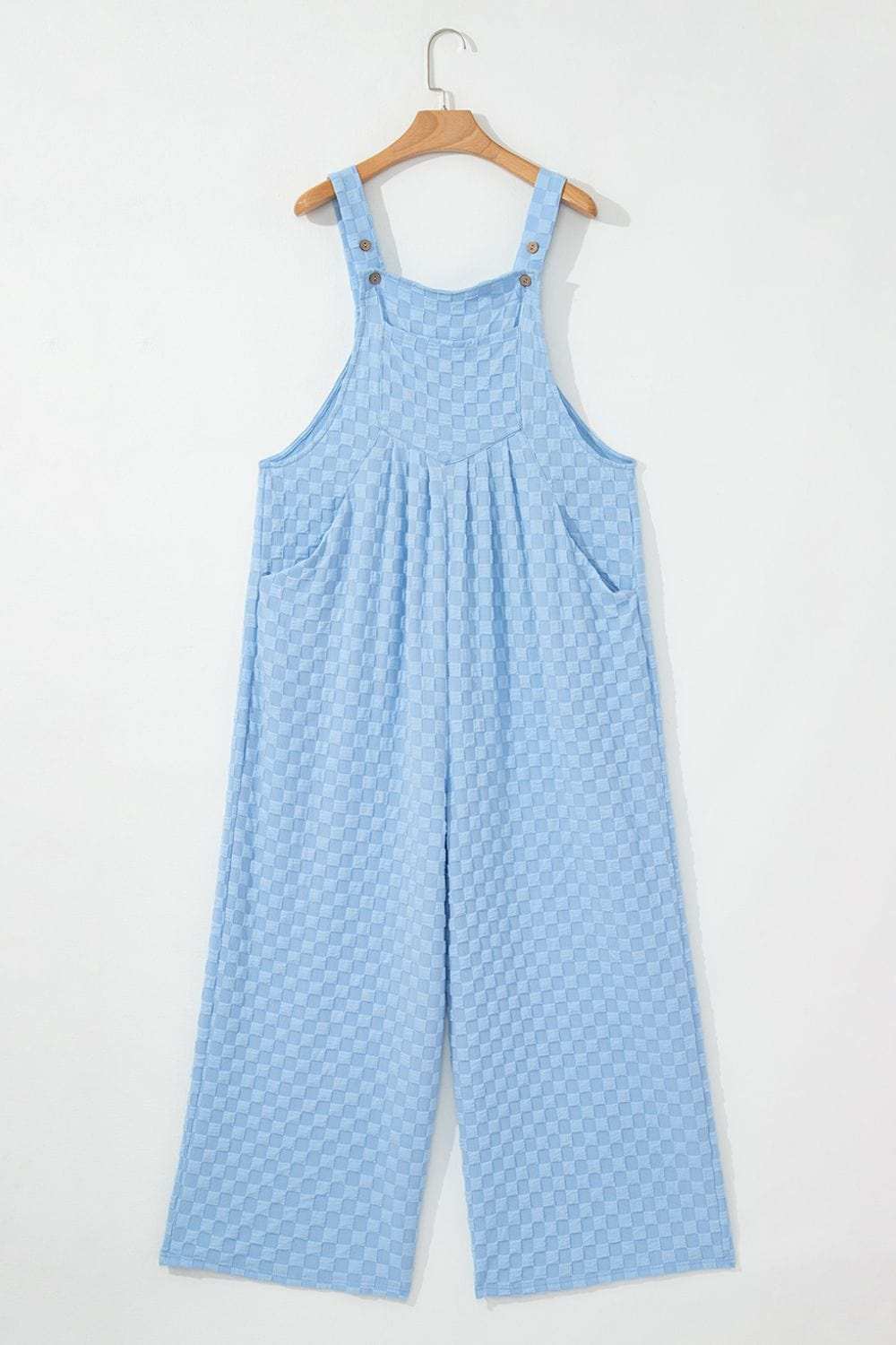 Checkered Pocketed Wide Leg Overalls - Trendsi - Flyclothing LLC