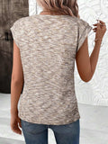 Heathered Round Neck Cap Sleeve T-Shirt - Trendsi - Flyclothing LLC