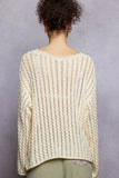 POL Openwork Round Neck Knit Top with Shiny Detail - Trendsi - Flyclothing LLC