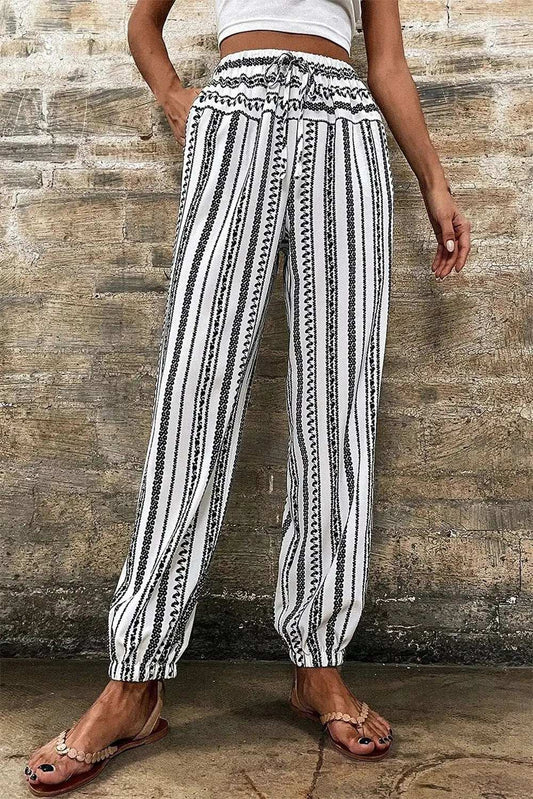 Printed Elastic Waist Pants - Trendsi - Flyclothing LLC