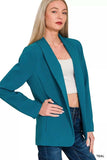 Zenana Woven Long Sleeve Blazer With Lining - Trendsi - Flyclothing LLC