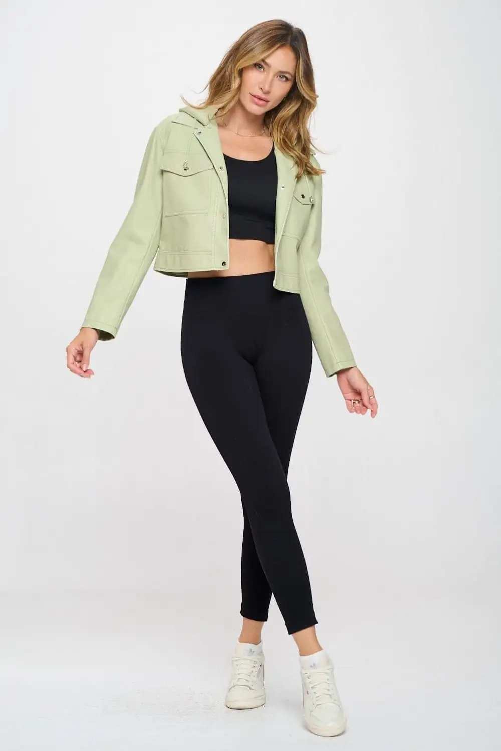Coalition LA Snap Down Cropped Hooded Jacket - Trendsi - Flyclothing LLC
