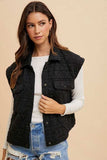 Annie Wear Texture Quilted Snap Down Vest Coat - Trendsi - Flyclothing LLC