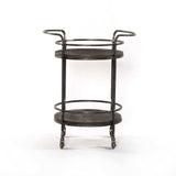 Dark Gray Iron And Solid Wood Round Rolling Bar Cart - Homeroots - Flyclothing LLC