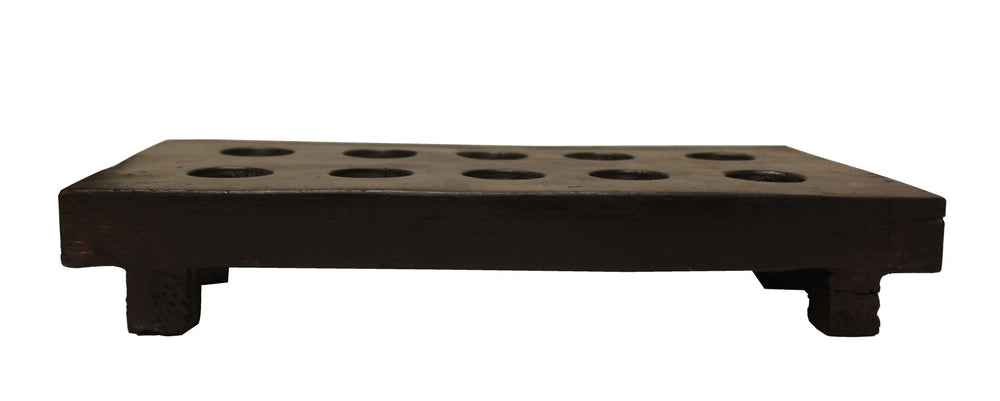 2" Brown Wood Geometric Tabletop Dish Candle Holder - Homeroots - Flyclothing LLC