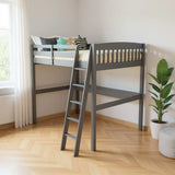 Gray Solid Wood Full Double Size Loft Bed with Desk and Storage - Homeroots - Flyclothing LLC