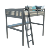 Gray Solid Wood Full Double Size Loft Bed with Desk and Storage - Homeroots - Flyclothing LLC