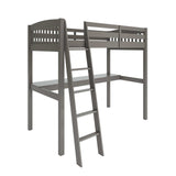 Gray Solid Wood Twin Size Loft Bed with Desk and Storage - Homeroots - Flyclothing LLC