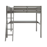 Gray Solid Wood Twin Size Loft Bed with Desk and Storage - Homeroots - Flyclothing LLC