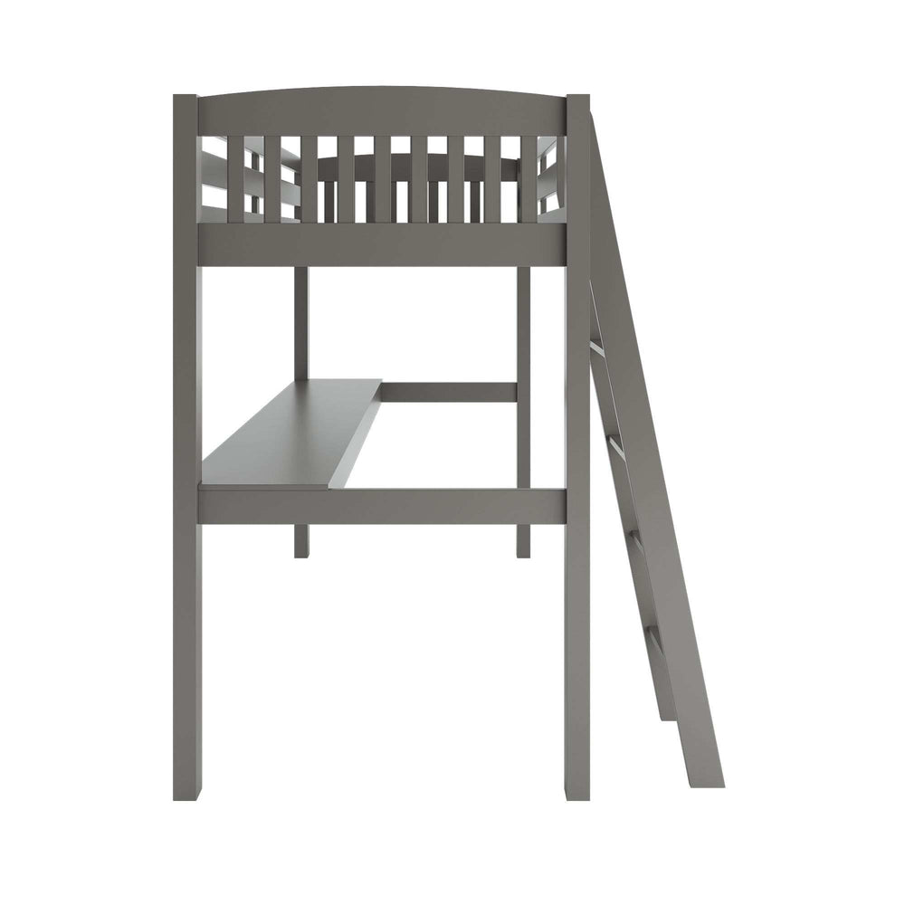 Gray Solid Wood Twin Size Loft Bed with Desk and Storage - Homeroots - Flyclothing LLC