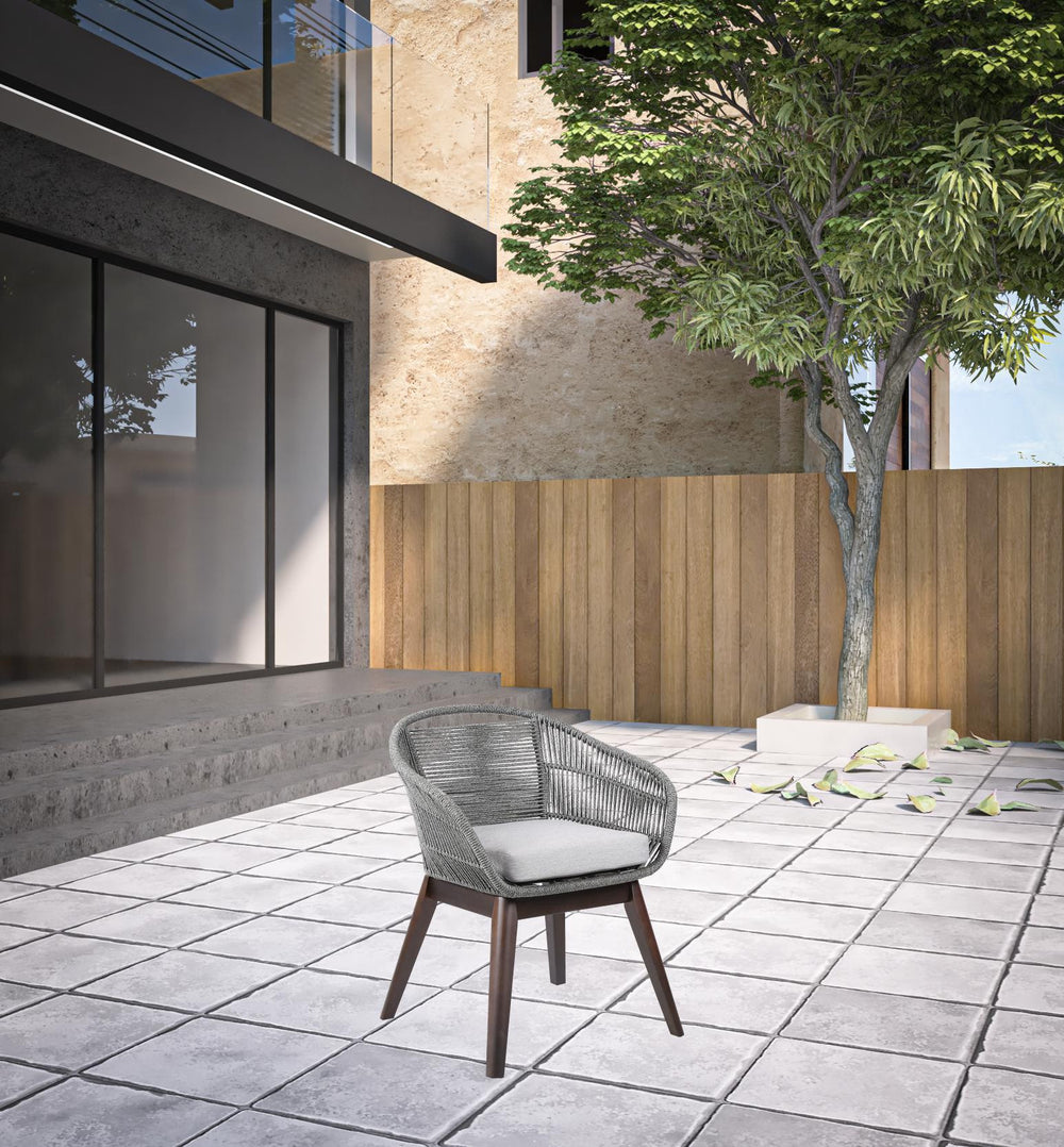 27" Gray Solid Wood Outdoor Dining Chair with Gray Cushion - Homeroots - Flyclothing LLC