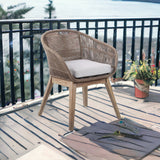 27" Gray and Natural Wood Solid Wood Outdoor Dining Chair with Gray Cushion - Homeroots - Flyclothing LLC