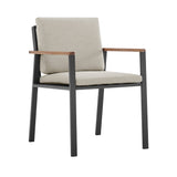 Set of Two 22" Light Gray Solid Wood Outdoor Dining Chair with Taupe Cushion - Homeroots - Flyclothing LLC