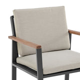 Set of Two 22" Light Gray Solid Wood Outdoor Dining Chair with Taupe Cushion - Homeroots - Flyclothing LLC