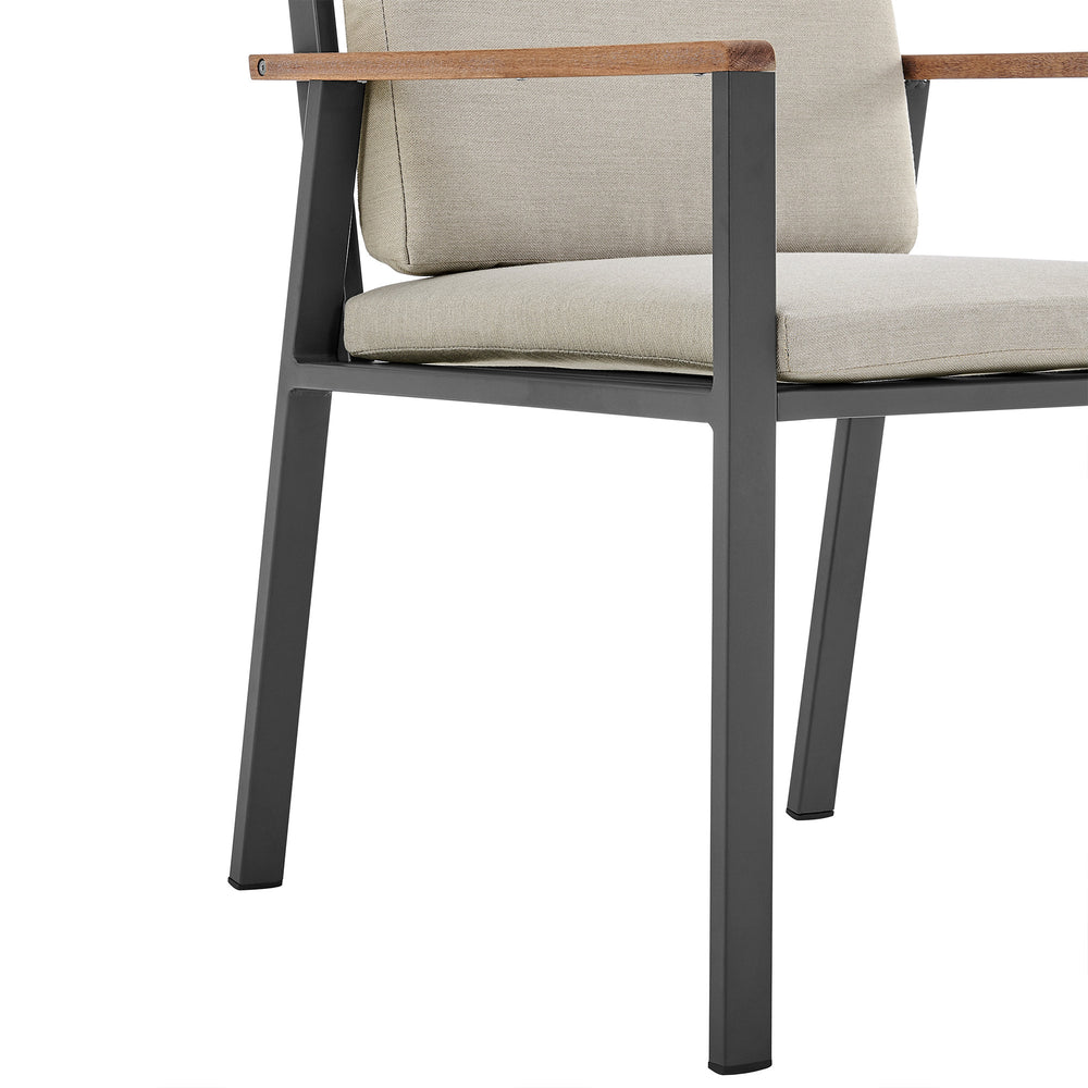 Set of Two 22" Light Gray Solid Wood Outdoor Dining Chair with Taupe Cushion - Homeroots - Flyclothing LLC