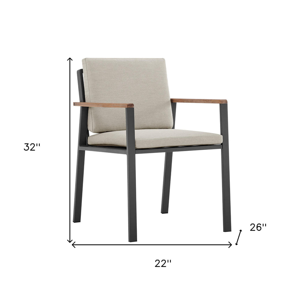 Set of Two 22" Light Gray Solid Wood Outdoor Dining Chair with Taupe Cushion - Homeroots - Flyclothing LLC
