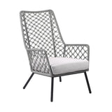 26" Gray and Black Steel Indoor Outdoor Dining Chair with Gray Cushion - Homeroots - Flyclothing LLC