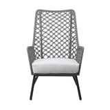 26" Gray and Black Steel Indoor Outdoor Dining Chair with Gray Cushion - Homeroots - Flyclothing LLC