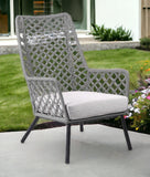 26" Gray and Black Steel Indoor Outdoor Dining Chair with Gray Cushion - Homeroots - Flyclothing LLC