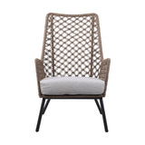 26" Gray Metal Outdoor Arm Chair with Gray Cushion - Homeroots - Flyclothing LLC