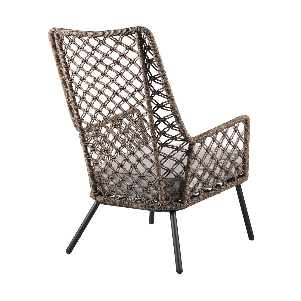 26" Gray Metal Outdoor Arm Chair with Gray Cushion - Homeroots - Flyclothing LLC