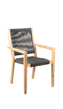 Set of Two 23" Charcoal and Natural Wood Solid Wood Outdoor Arm Chair - Homeroots - Flyclothing LLC