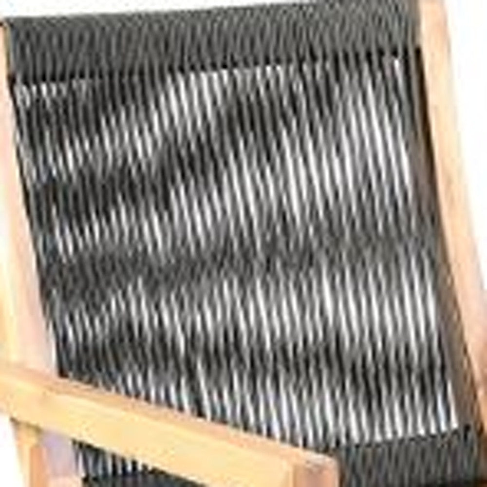 Set of Two 23" Charcoal and Natural Wood Solid Wood Outdoor Arm Chair - Homeroots - Flyclothing LLC