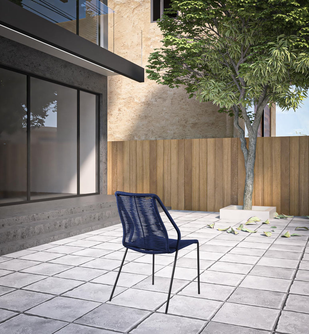 Set of Two 22" Blue Metal Outdoor Dining Chair - Homeroots - Flyclothing LLC