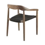 Set of Two 22" Black and Natural Wood Solid Wood Outdoor Dining Chair - Homeroots - Flyclothing LLC