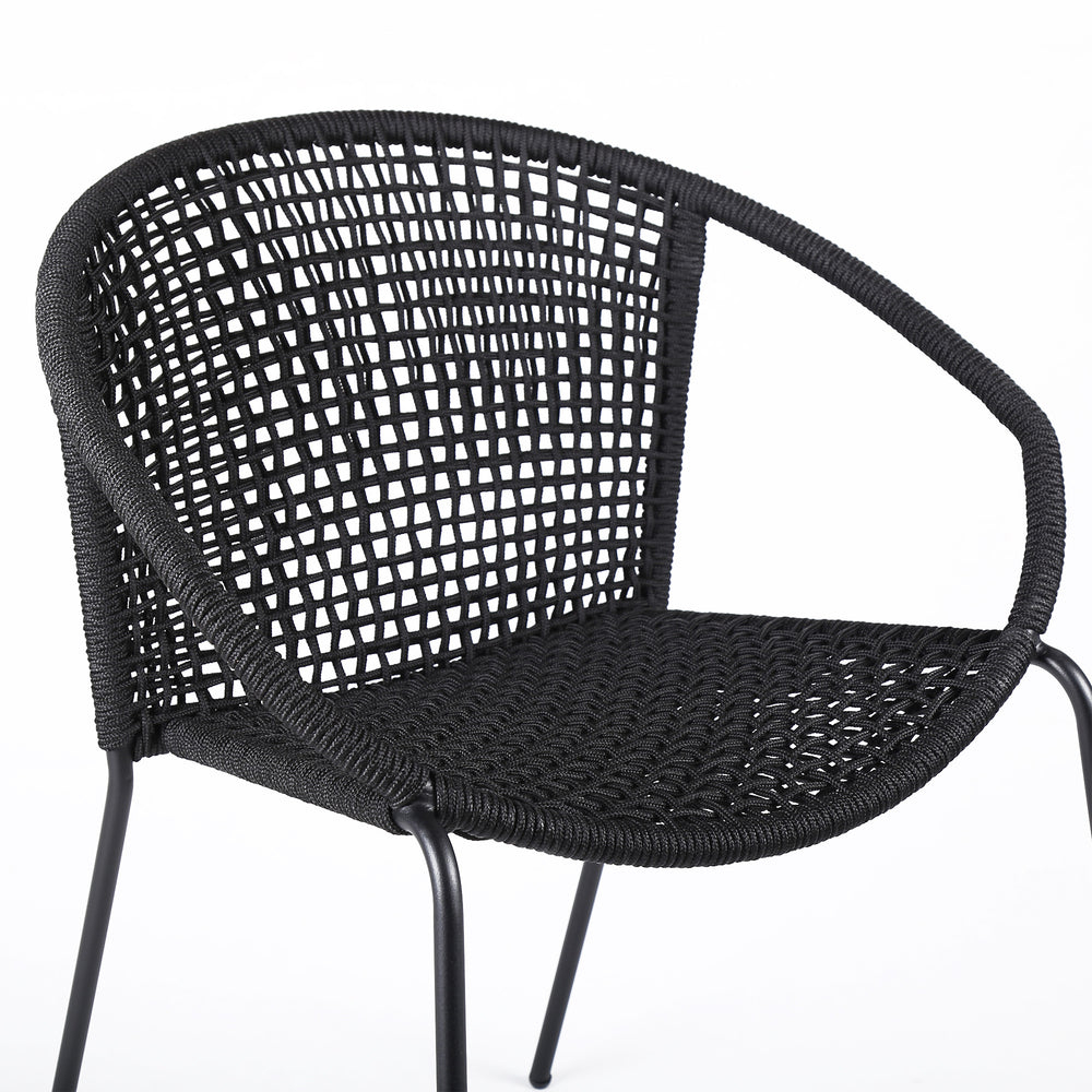 Set of Two 25" Black Metal Outdoor Dining Chair - Homeroots