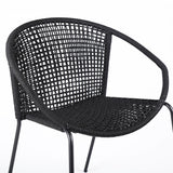 Set of Two 25" Black Metal Outdoor Dining Chair - Homeroots