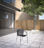 Set of Two 25" Black Metal Outdoor Dining Chair - Homeroots