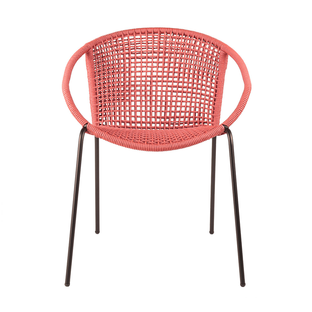 Set of Two 25" Red Metal Outdoor Dining Chair - Homeroots - Flyclothing LLC