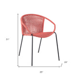 Set of Two 25" Red Metal Outdoor Dining Chair - Homeroots - Flyclothing LLC